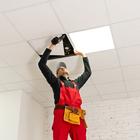 Image of a grid ceiling installation